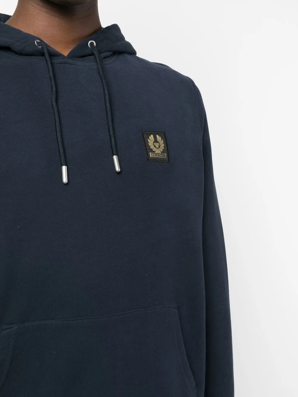 Shop Belstaff Logo-patch Cotton Hoodie In Blue