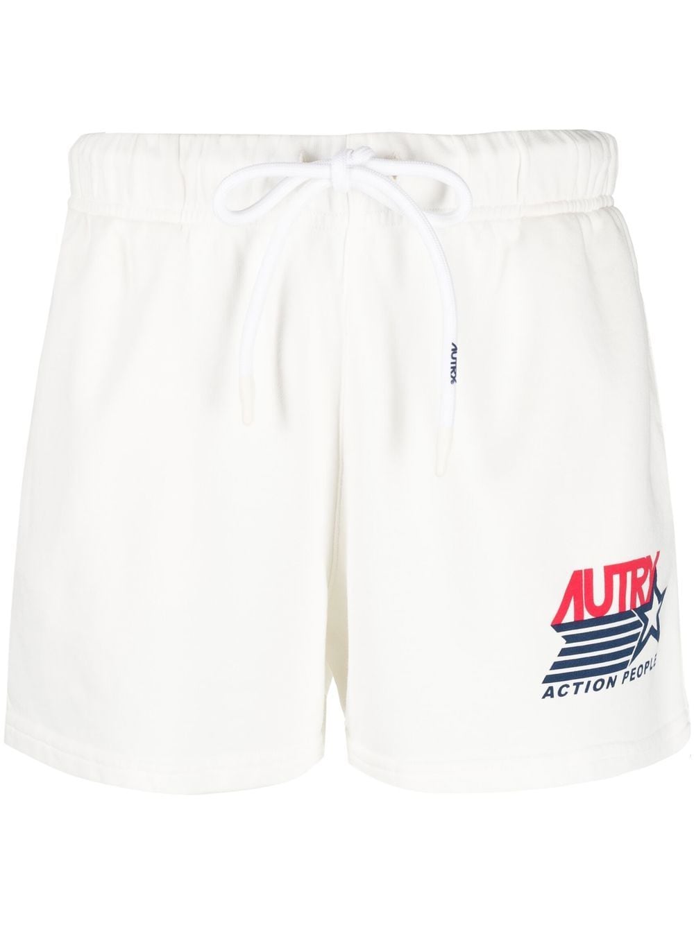 Shop Autry Logo Print Drawstring Shorts In White