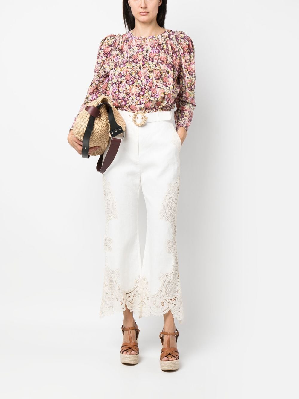 Shop Zimmermann Tiggy Embroidered Trousers In Neutrals