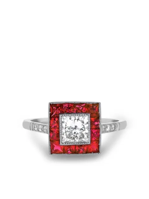 Pragnell Vintage platinum ruby and diamond ring