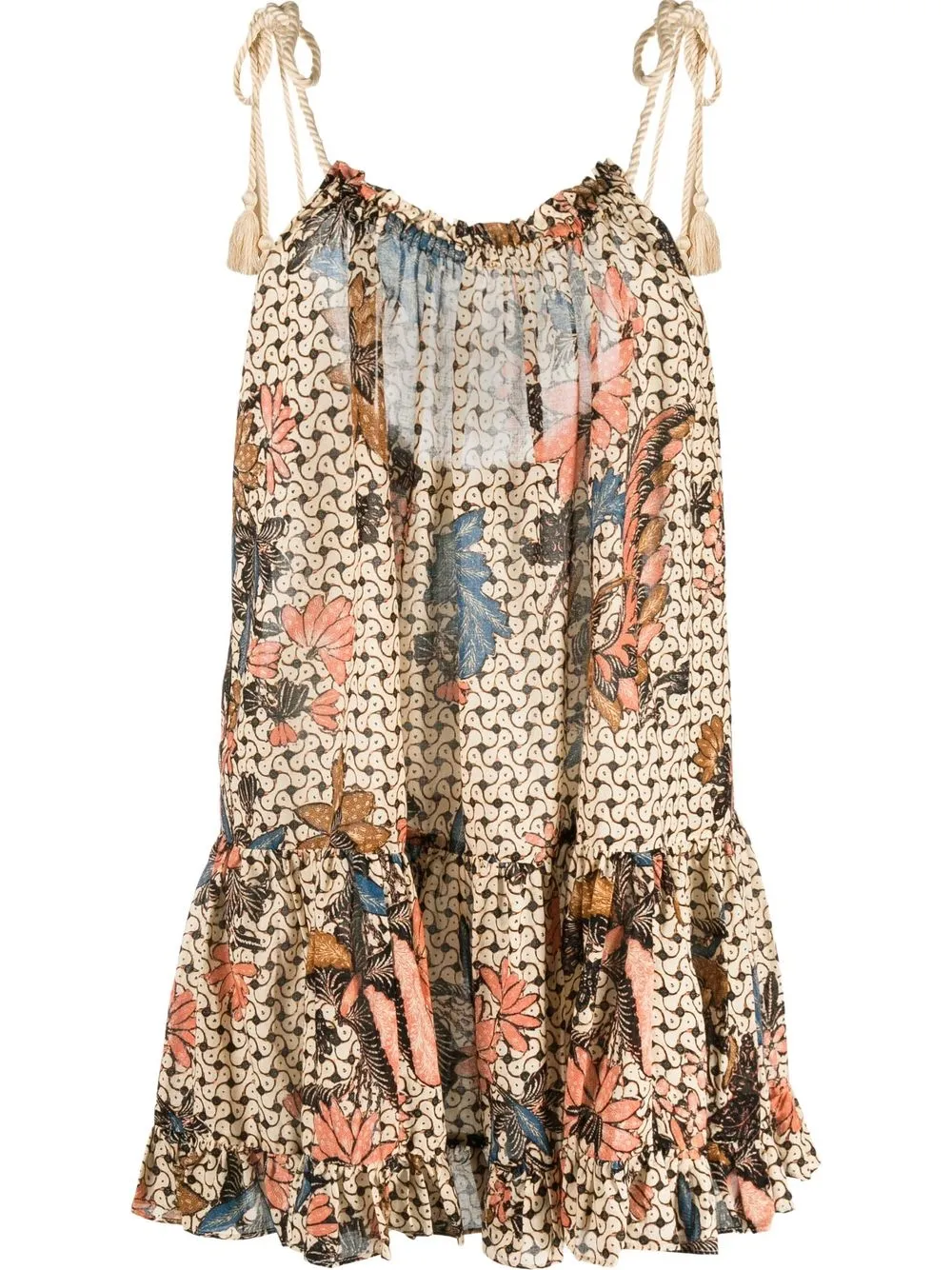 

Ulla Johnson Trula graphic-print tiered minidress - Black