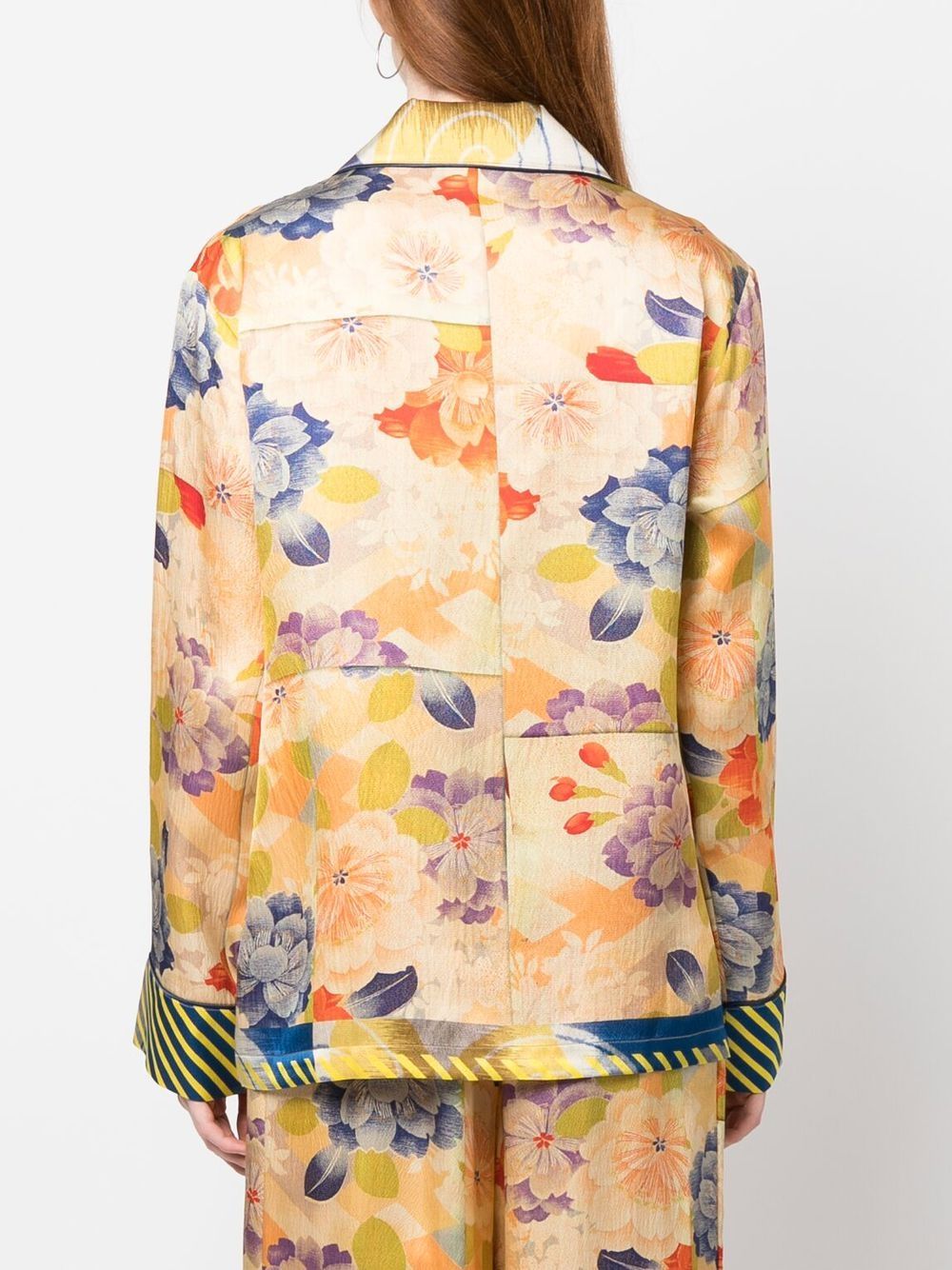 Shop Pierre-louis Mascia Floral-print Silk Jacket In Blau