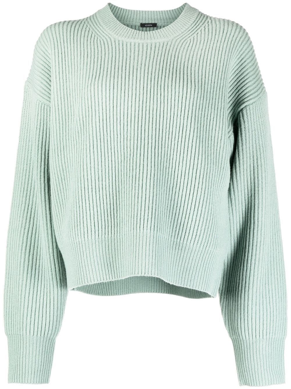 Joseph Womens Sage Relaxed-fit Ribbed-knit Merino Wool Jumper
