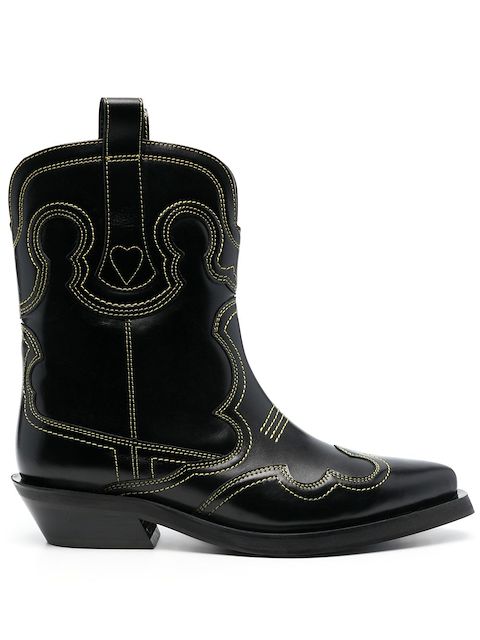 GANNI Western 40mm leather boots