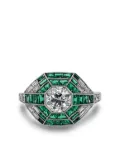 Pragnell Vintage platinum diamond and emerald ring - Silver