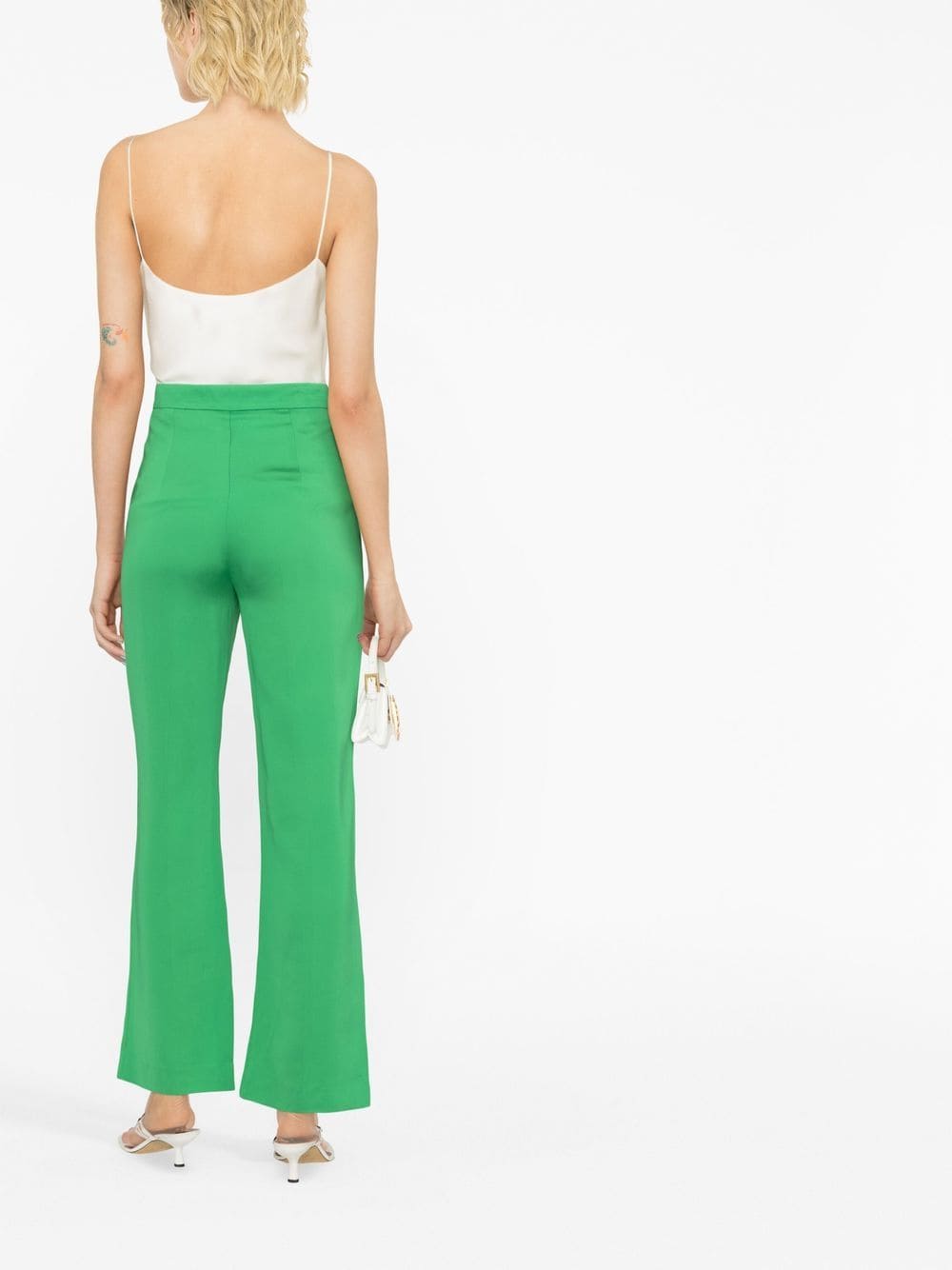 Shop Callas Milano Stella Flared Leg Trousers In Green