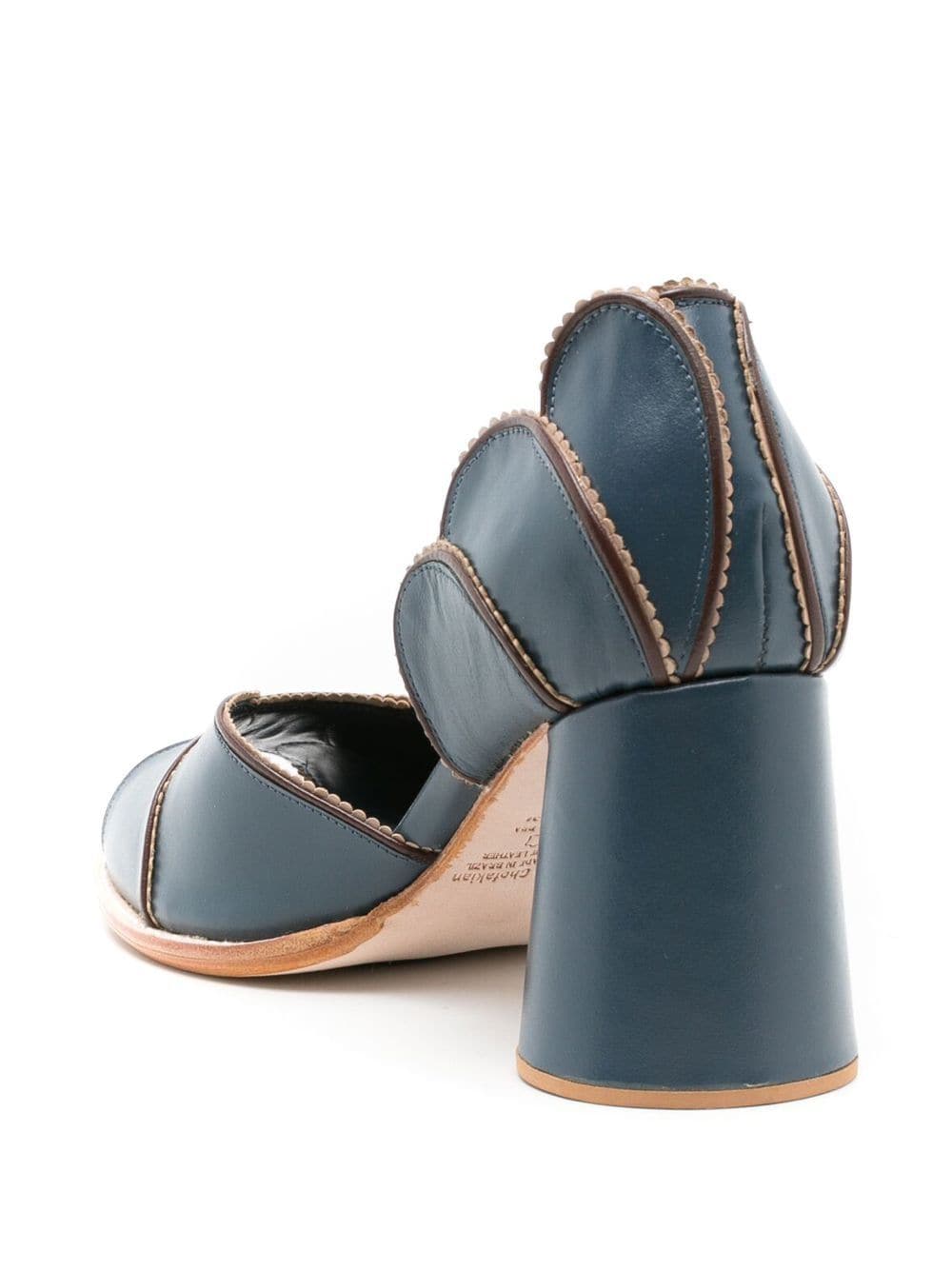 Shop Sarah Chofakian Pattrice 65mm Scallop-edge Sandals In Blue
