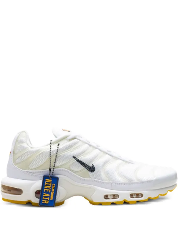 white nike air max with gold tick