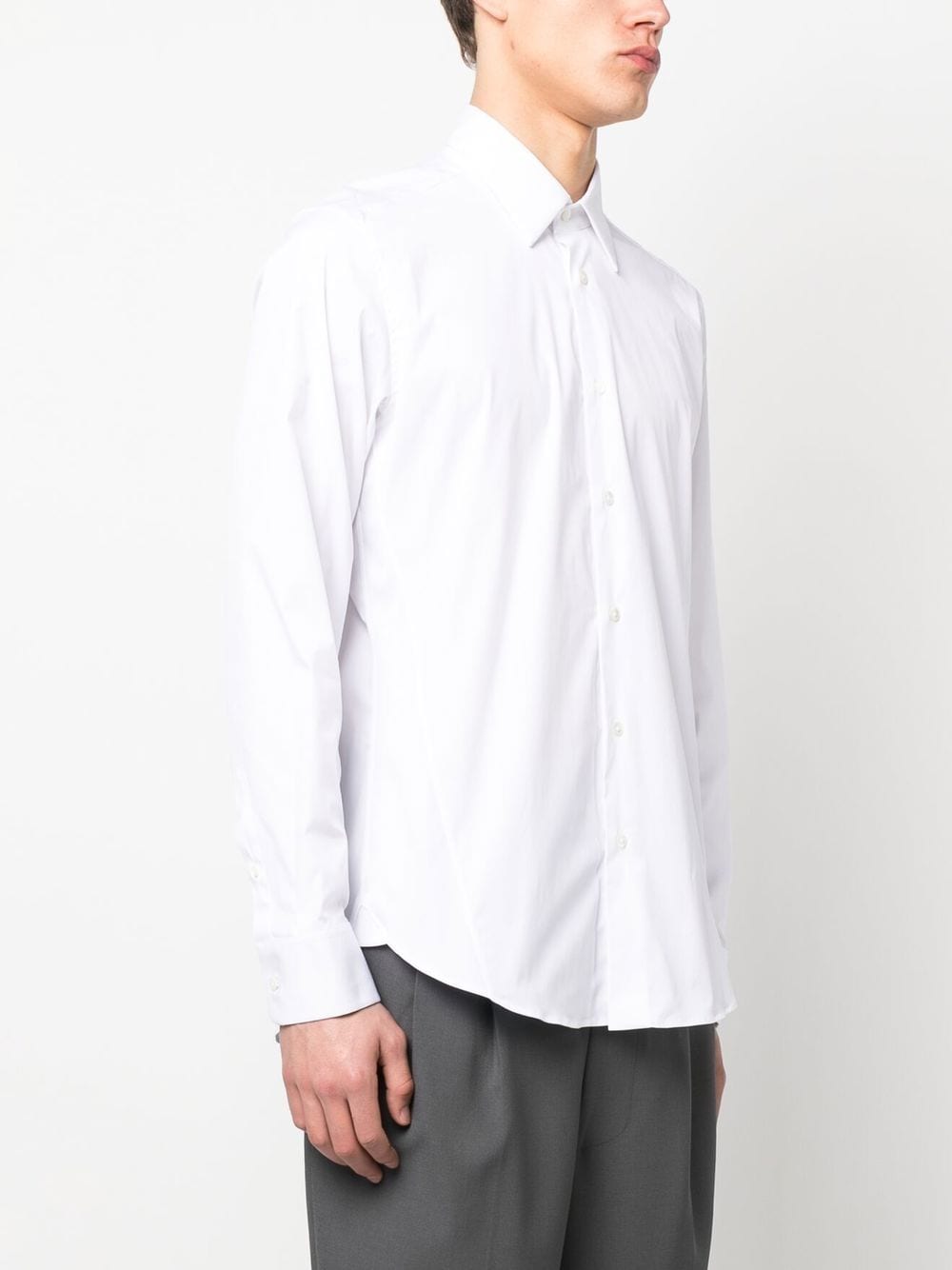 Shop Lanvin Long-sleeve Slim-cut Shirt In White