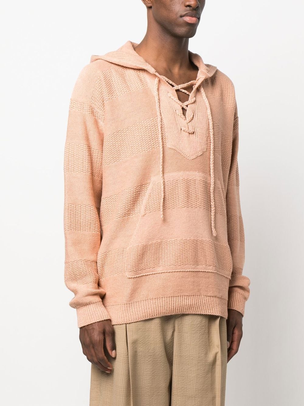 Shop Nick Fouquet Knitted Hoodie Sweater In Rosa