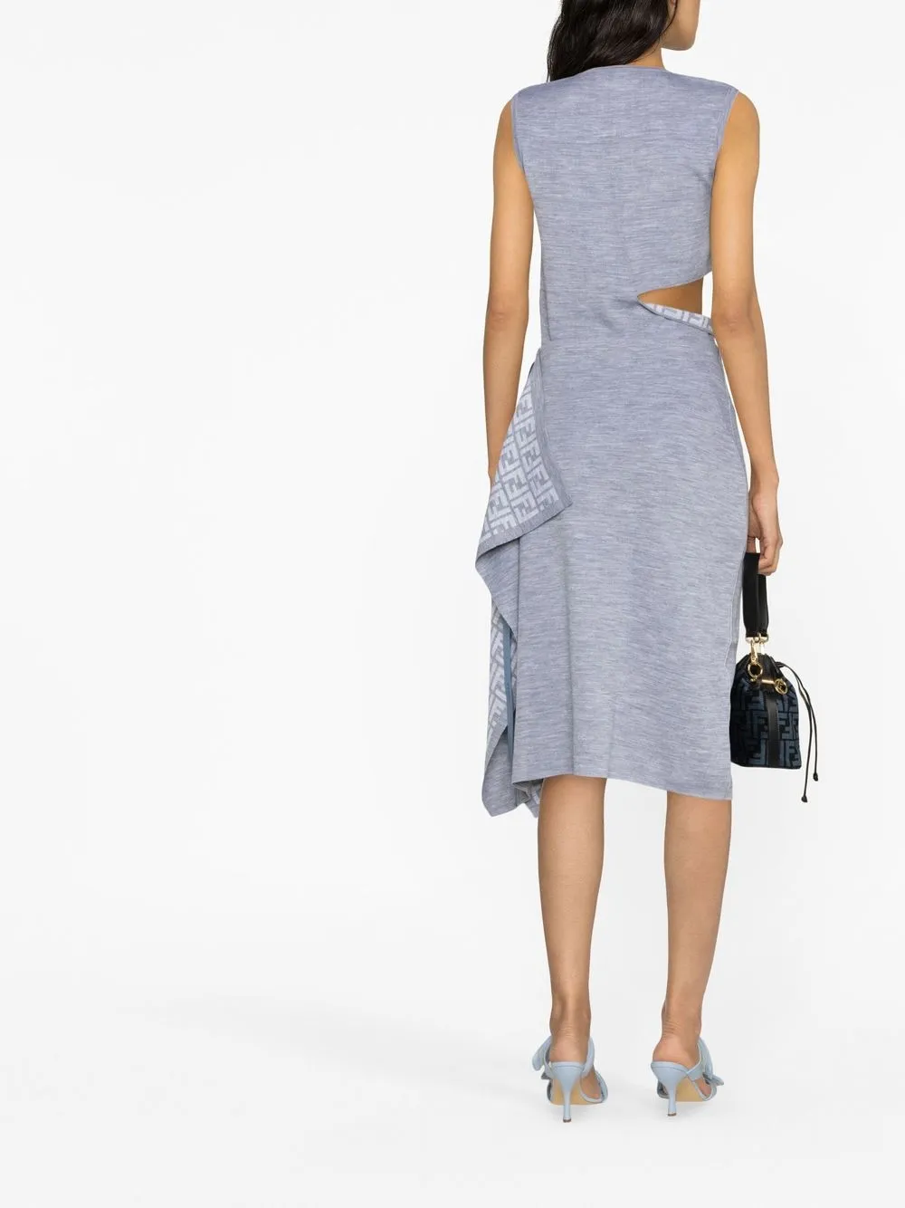 Fendi Ff Wool Midi Dress In Grey
