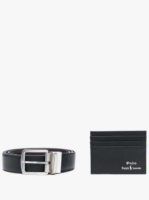 Polo Ralph Lauren logo-stamp cardholder and belt set