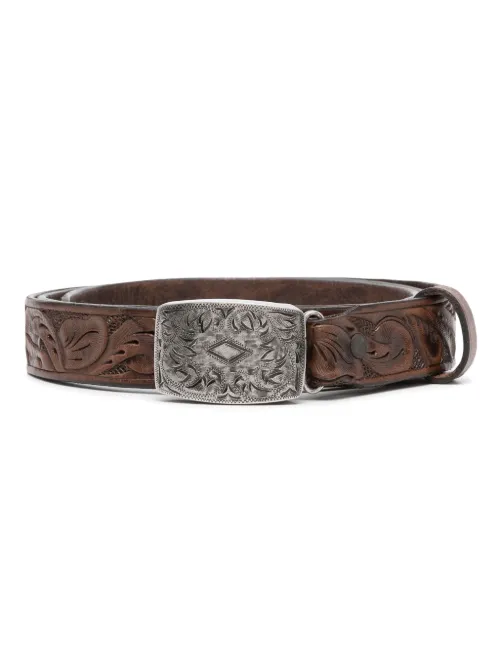 Ceinture Coleman embossée en cuir - Polo Ralph Lauren - Modalova
