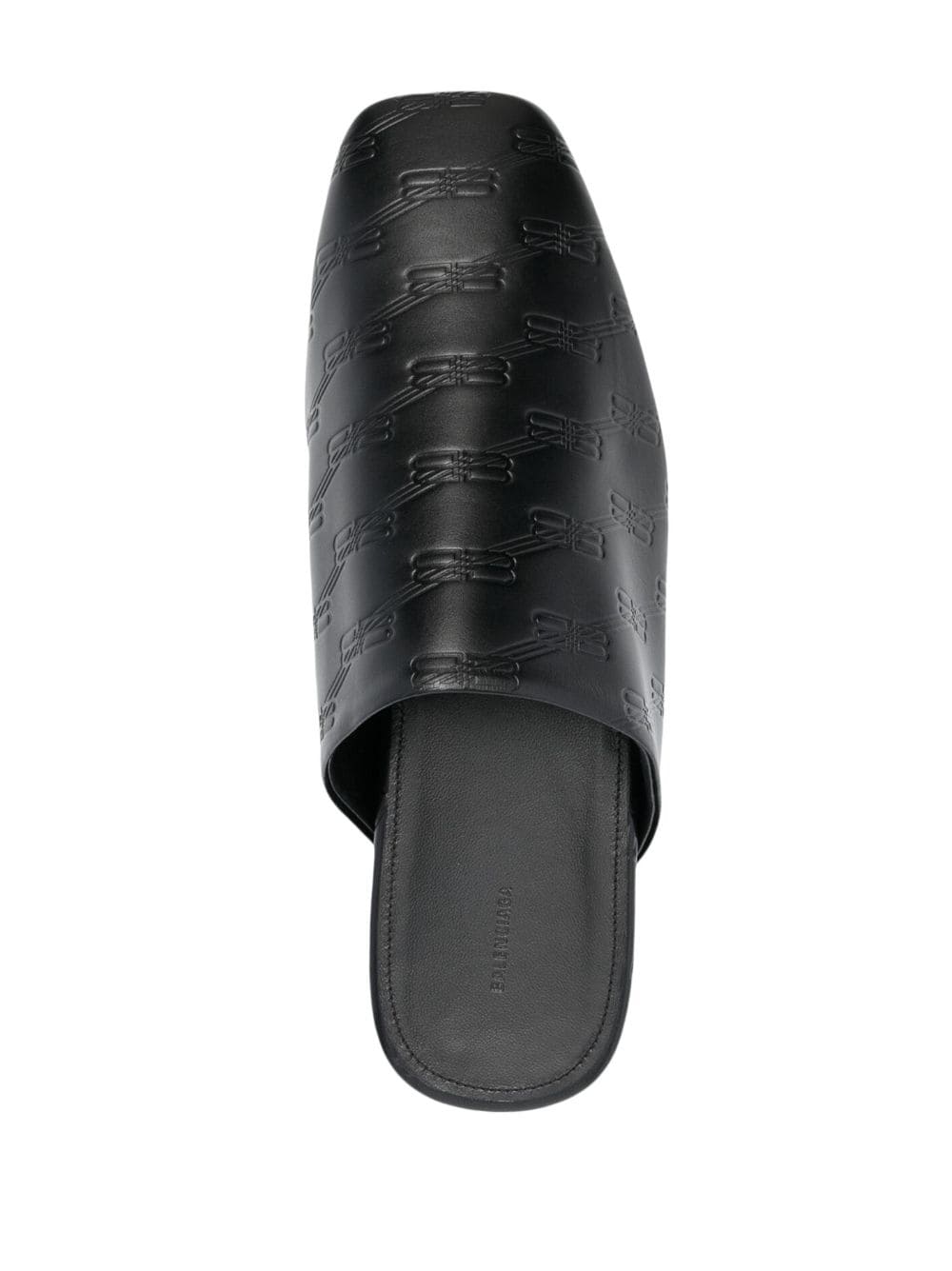 Shop Balenciaga Debossed-logo Leather Mules In Schwarz