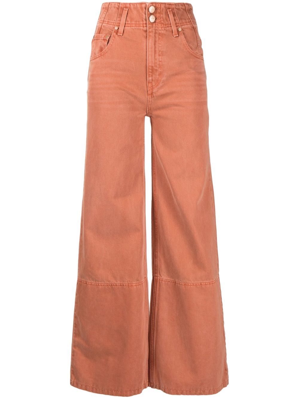 Shop Ulla Johnson High-rise Wide-leg Jeans In Orange