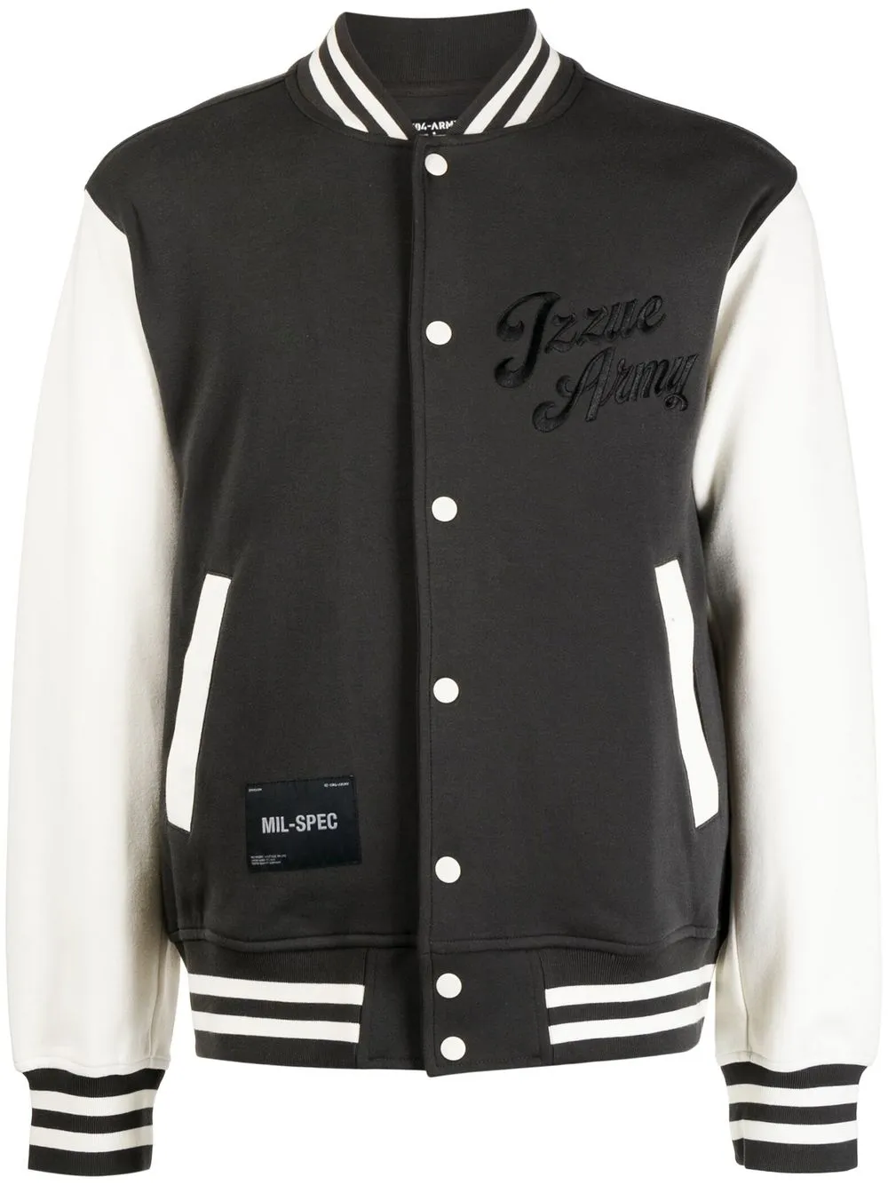 

izzue embroidered-logo varsity jacket - Grey