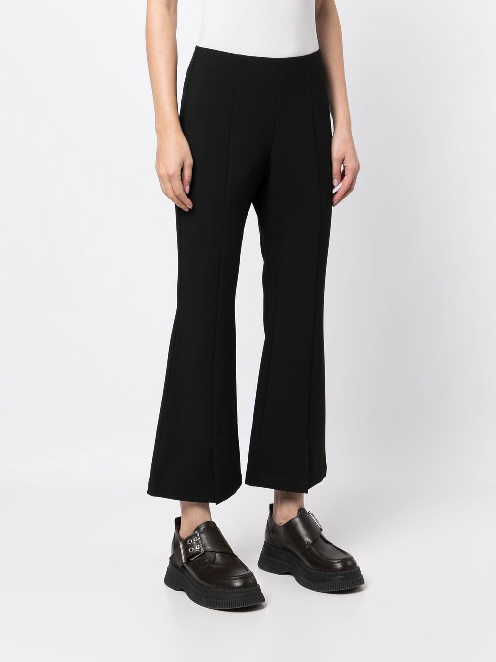 Shop Izzue Flared Rear Logo-patch Trousers In Black
