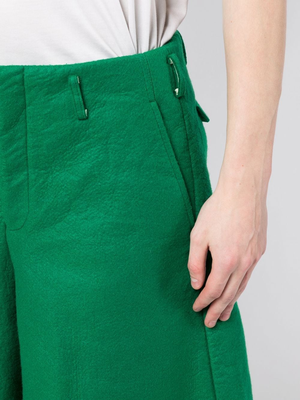 Shop Comme Des Garçons Homme Deux Wide-leg Cropped Trousers In Green