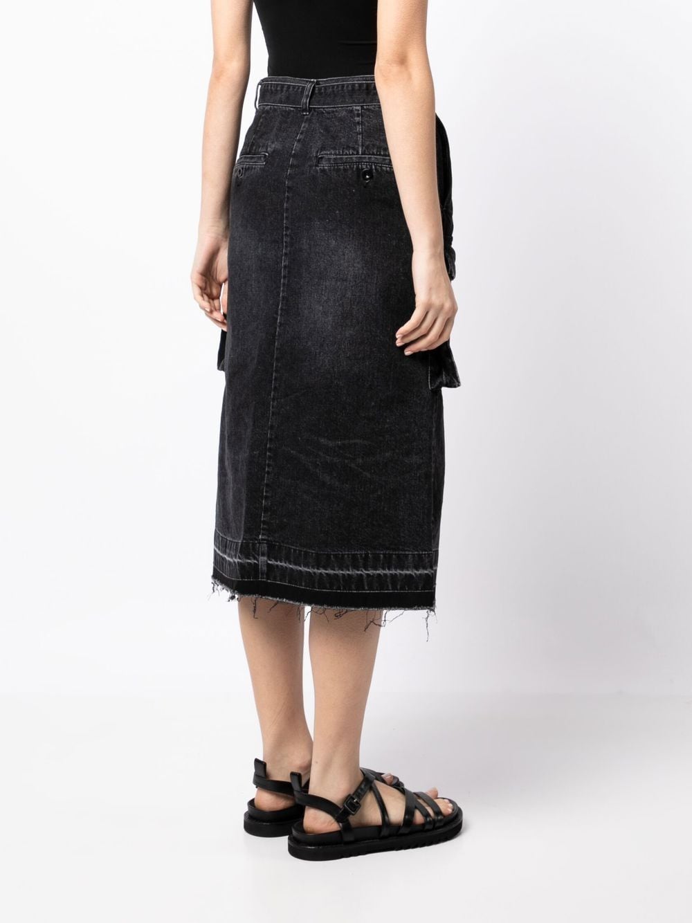 Shop Sacai Cargo-pocket Denim Skirt In Black