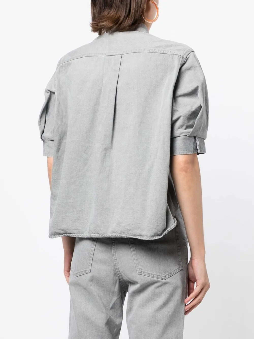 

sacai puff-sleeve denim shirt - Grey