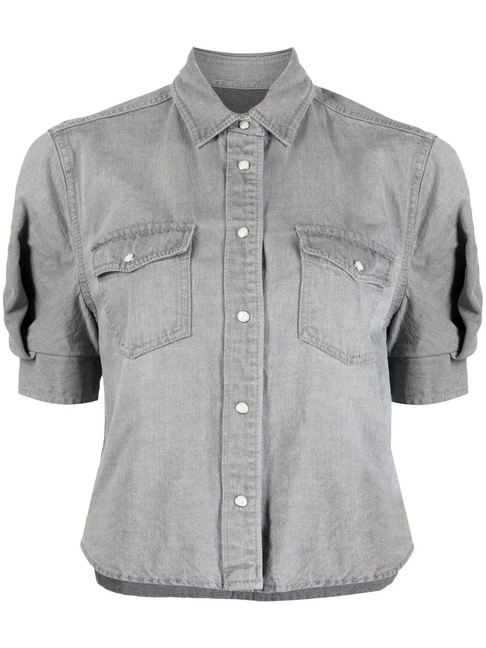 

sacai camisa de mezclilla con mangas farol - Gris