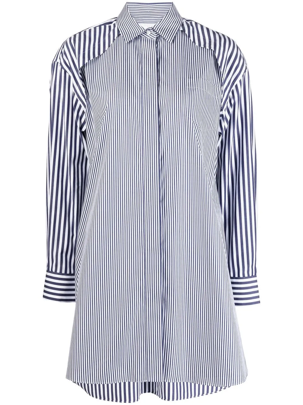 

sacai striped-panelled shirt dress - Blue