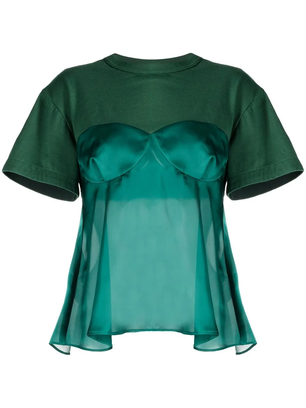 

sacai playera con detalle de brasier - Verde