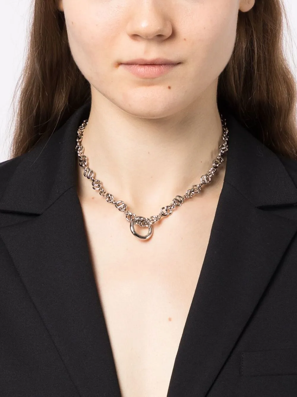 Shop Sacai S-link Choker-chain Necklace In Silver