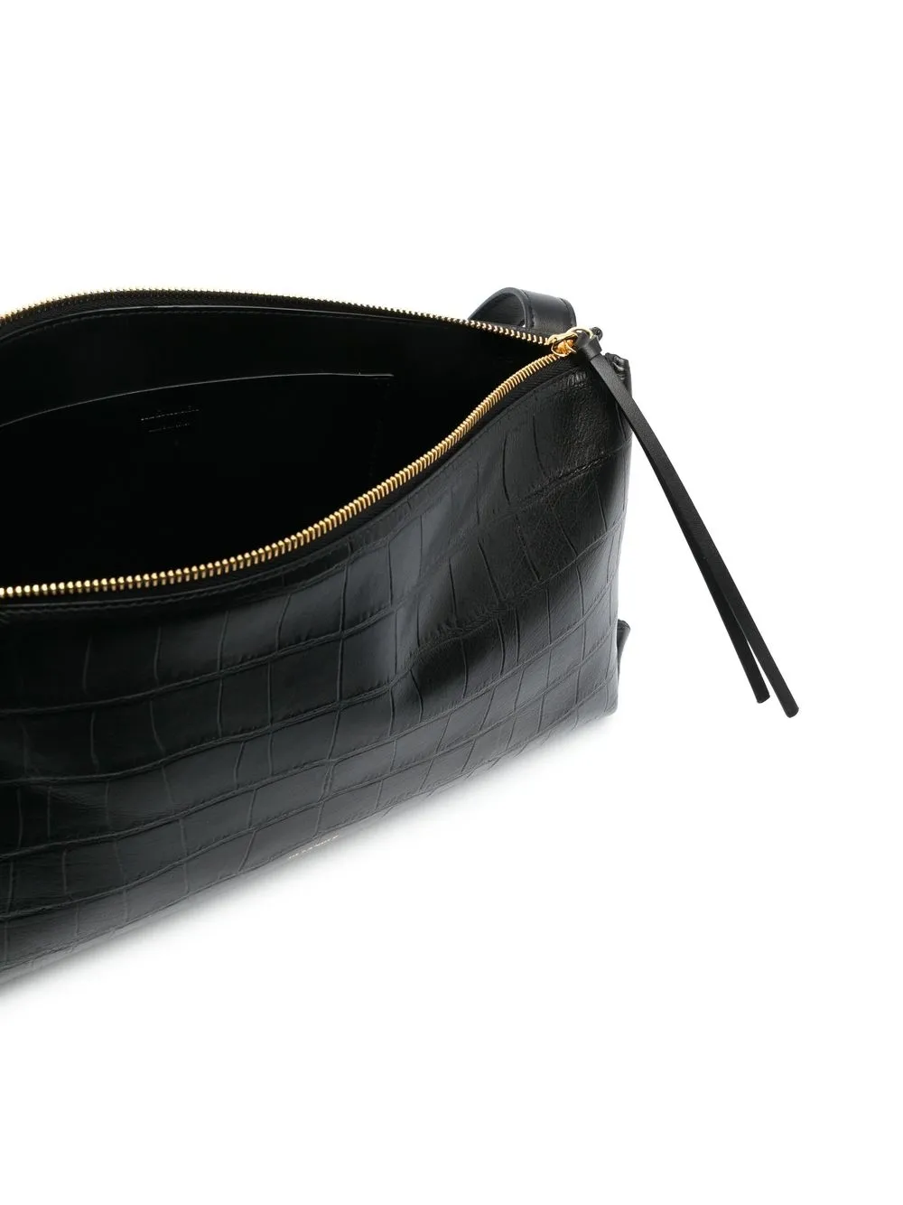 Jil Sander Crocodileembossed Leather Shoulder Bag In Schwarz ModeSens