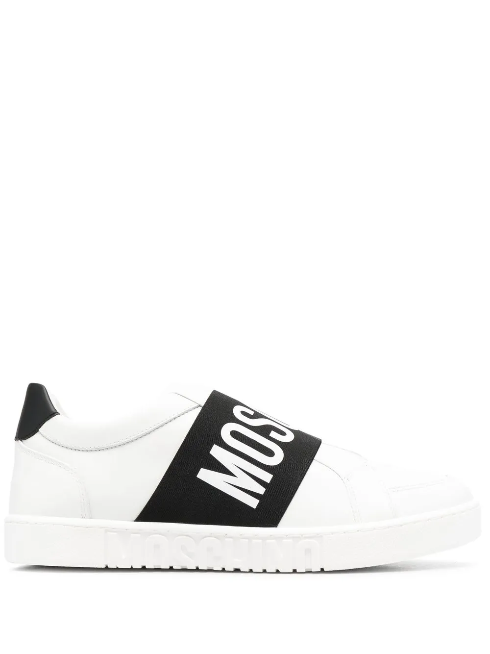 

Moschino tenis con franja del logo - Blanco