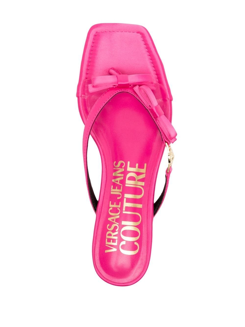Shop Versace Jeans Couture Satin Square-toe Flip Flops In Pink