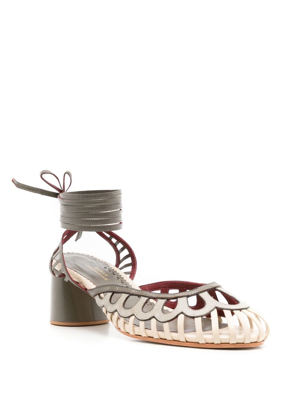 Sarah Chofakian Lilibet 50mm ankle-tie sandals - Groen