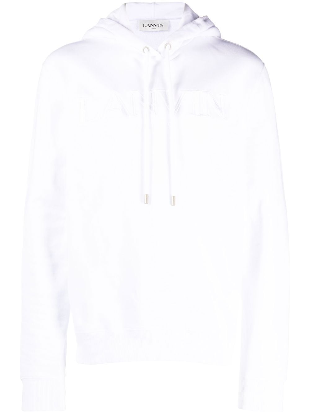 Shop Lanvin Logo-embroidered Cotton Hoodie In White