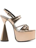 D'ACCORI Belle 150mm leather platform sandals - Gold