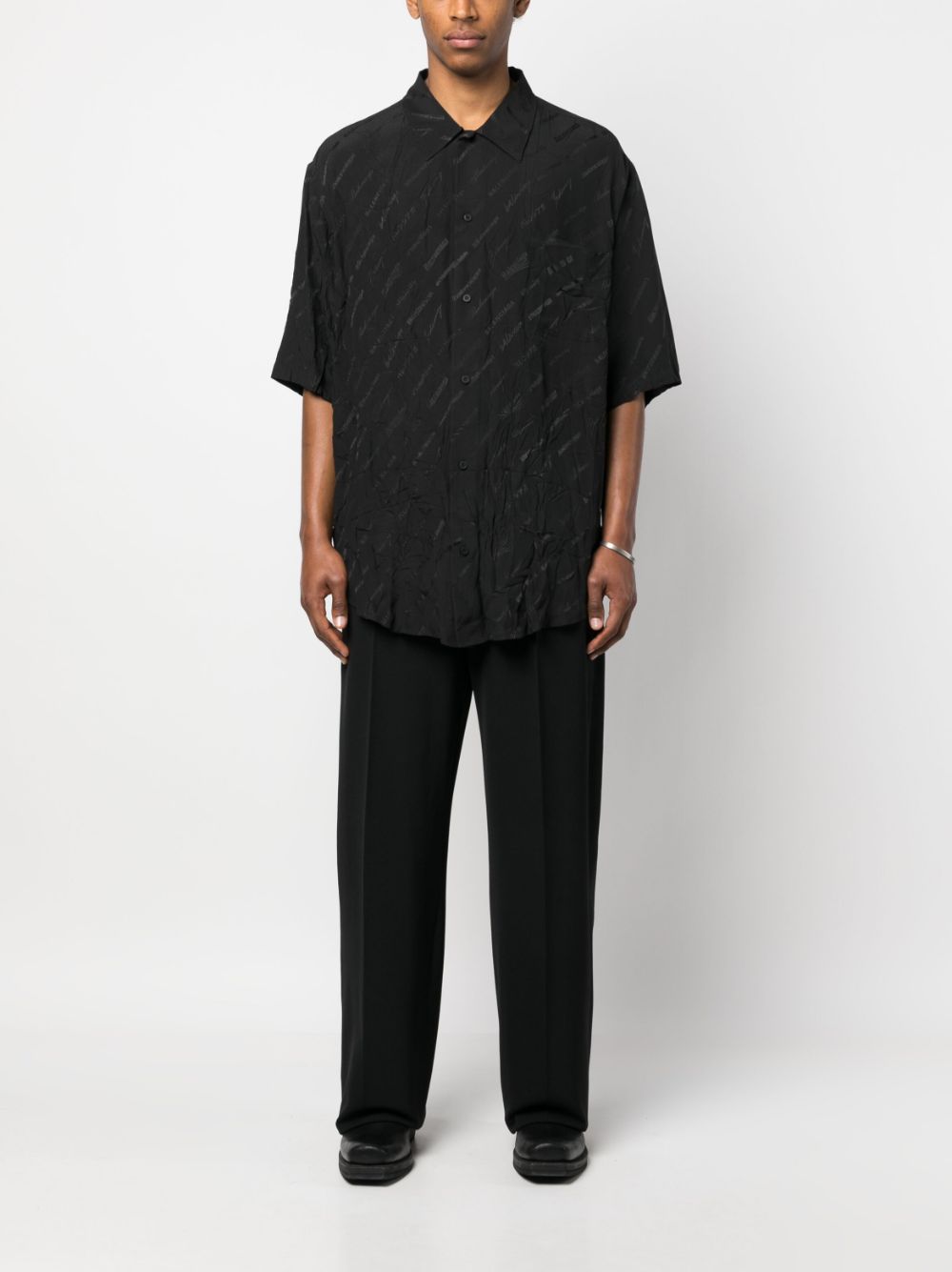 Shop Balenciaga Bb Monogram Minimal Short-sleeve Shirt In Black