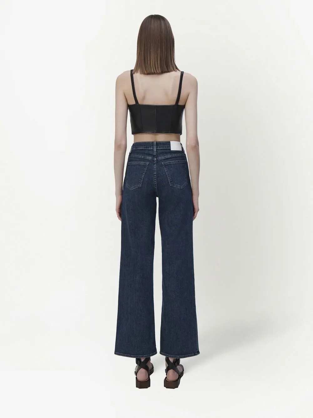 Jonathan Simkhai Standard Dune Stretch Vegan Leather Corset Top In Black