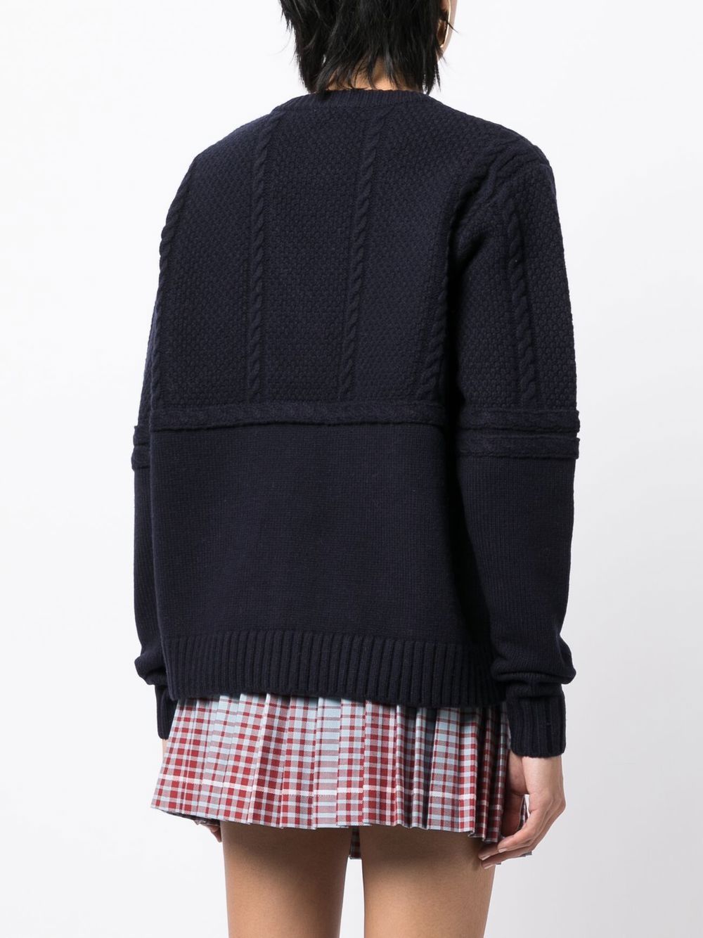 Shop Charles Jeffrey Loverboy Cable-knit Panelled Cardigan In Blue