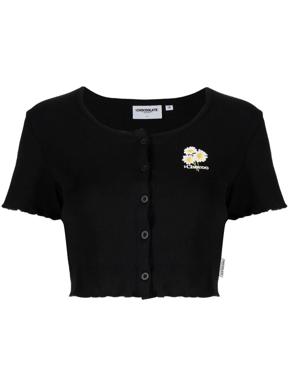 

CHOCOOLATE playera de canalé con logo bordado - Negro