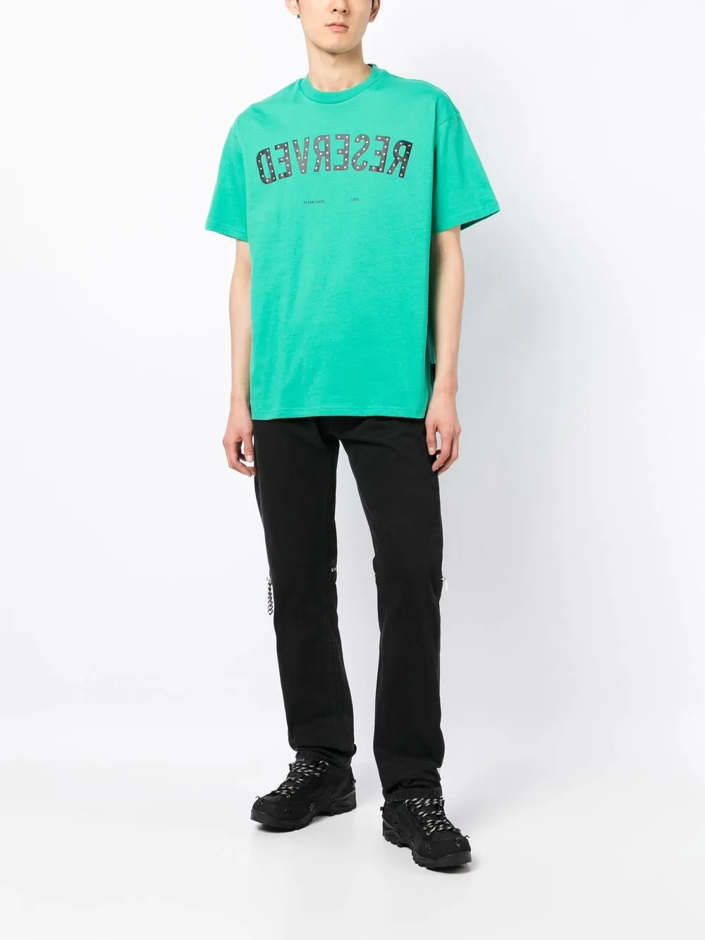 izzue Reversed-print detail T-shirt - Groen