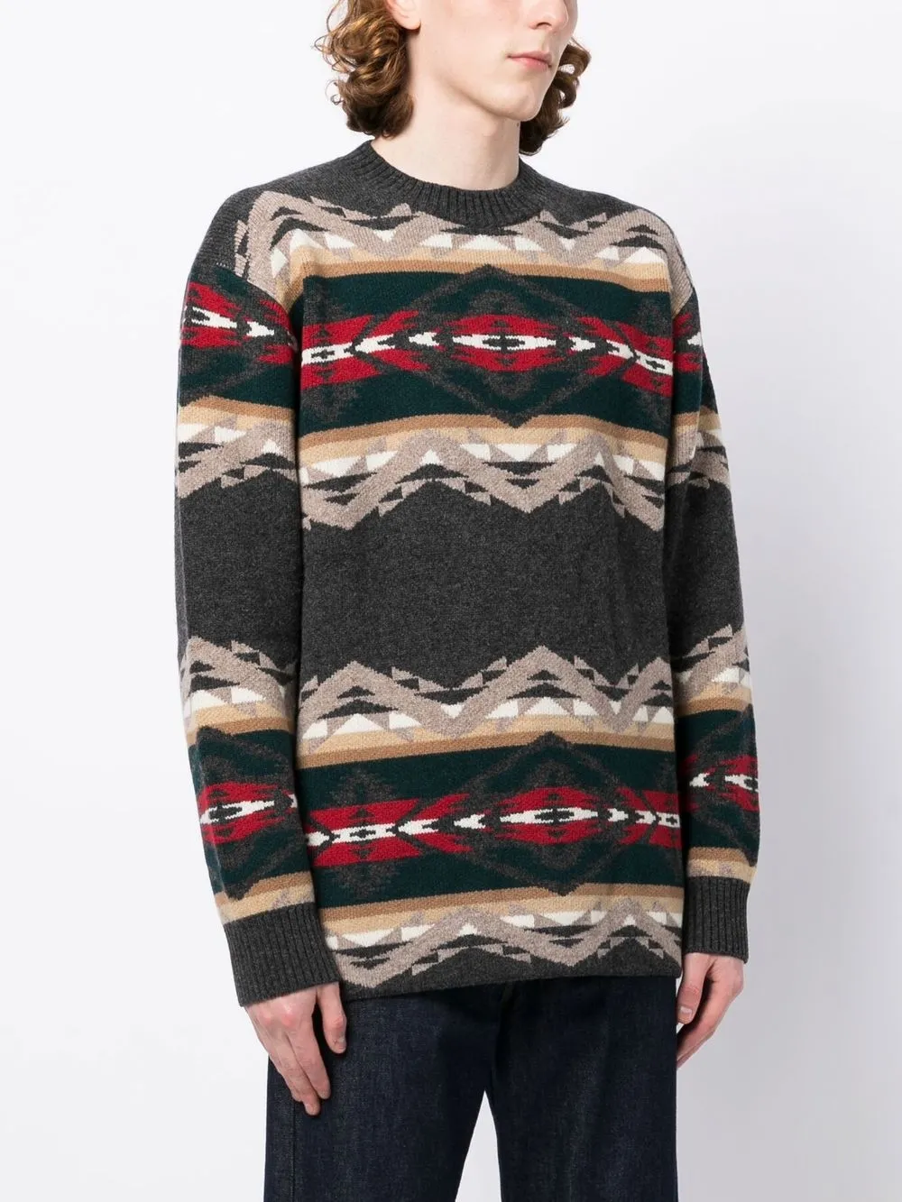 Shop Junya Watanabe Intarsia-knit Jumper In Multicolour