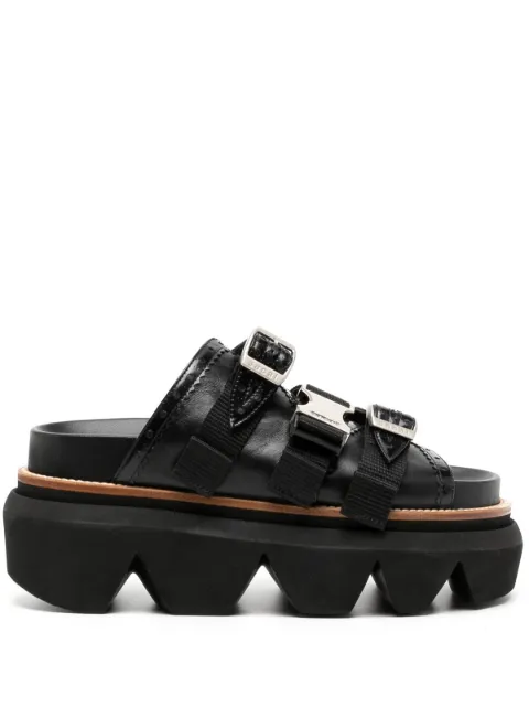 sacai Wingtip Slide 皮质中跟凉鞋