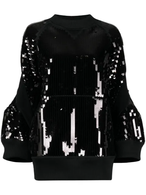 sacai sequin-embellished round-neck jumper