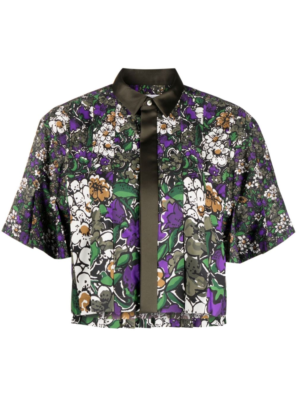 Sacai floral-print Pleated Cropped Shirt - Farfetch