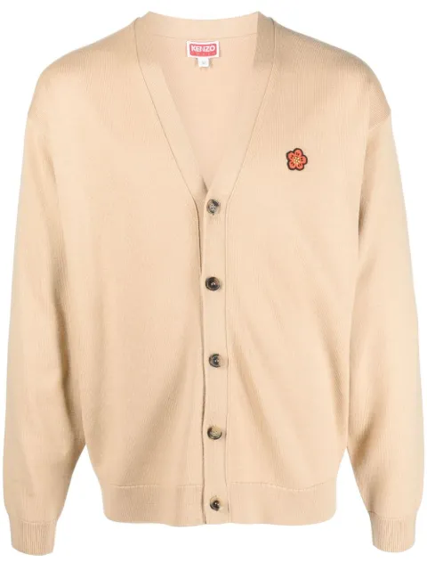 Kenzo flower-patch detail wool cardigan