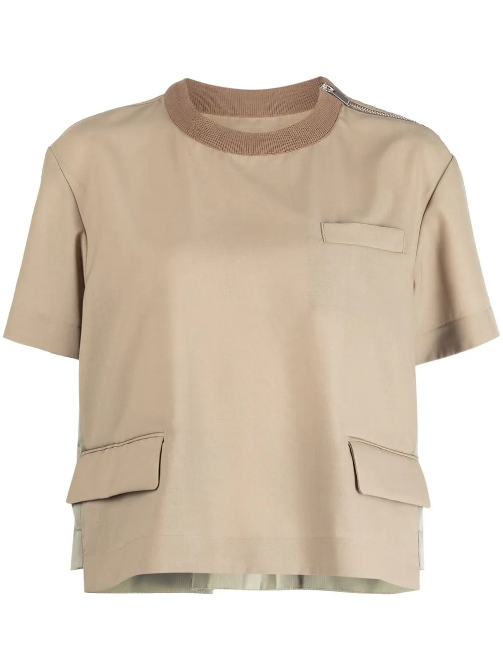 

sacai pleated-back short-sleeve top - Green