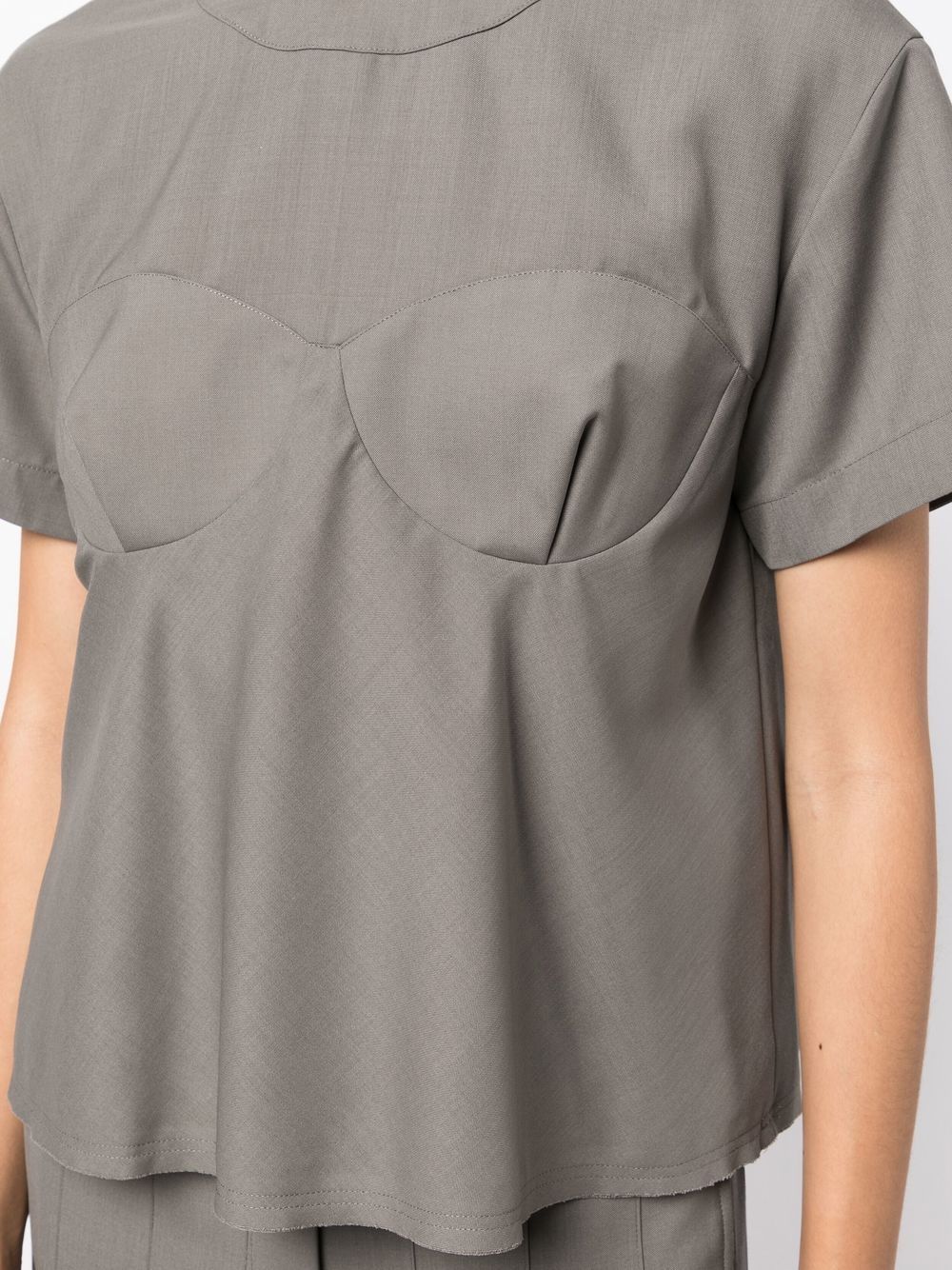 Shop Sacai Cup-stitched Short-sleeve Top In 绿色
