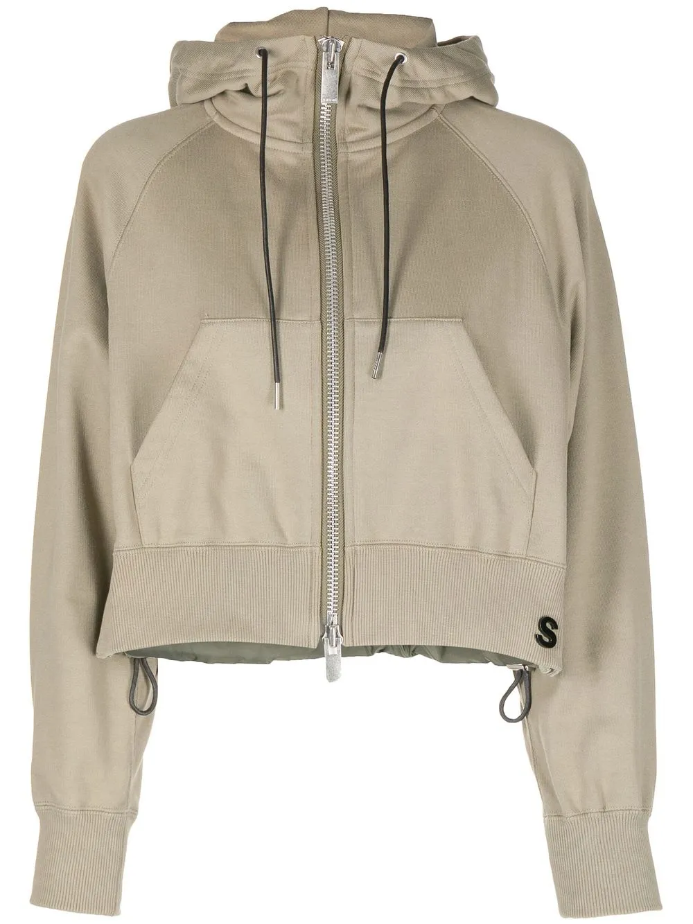 

sacai cropped zipped hoodie - Green