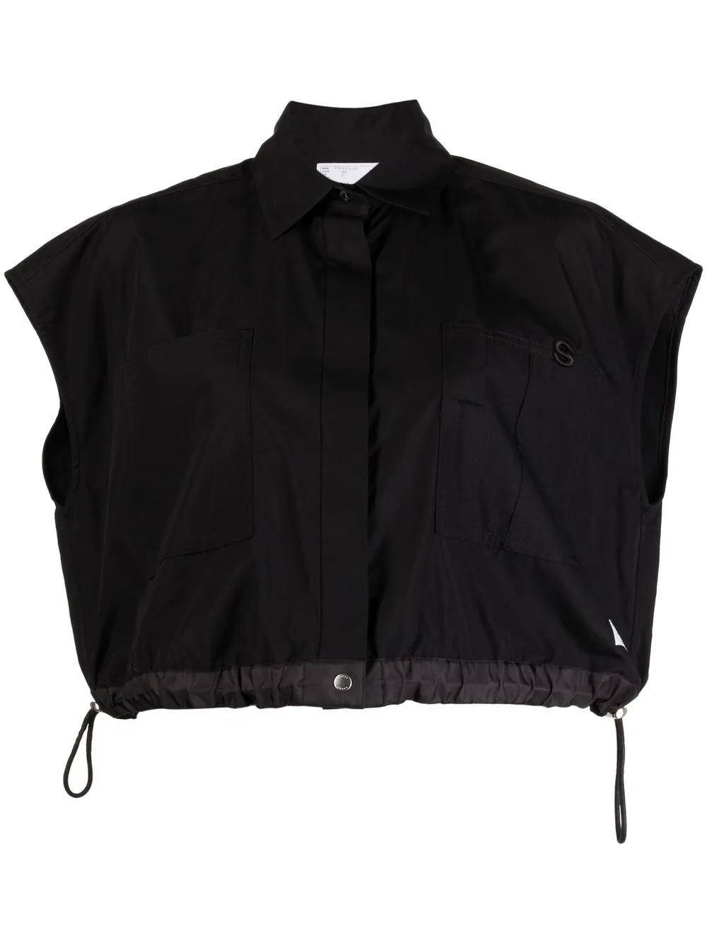 

sacai drawstring-hem cropped shirt - Black