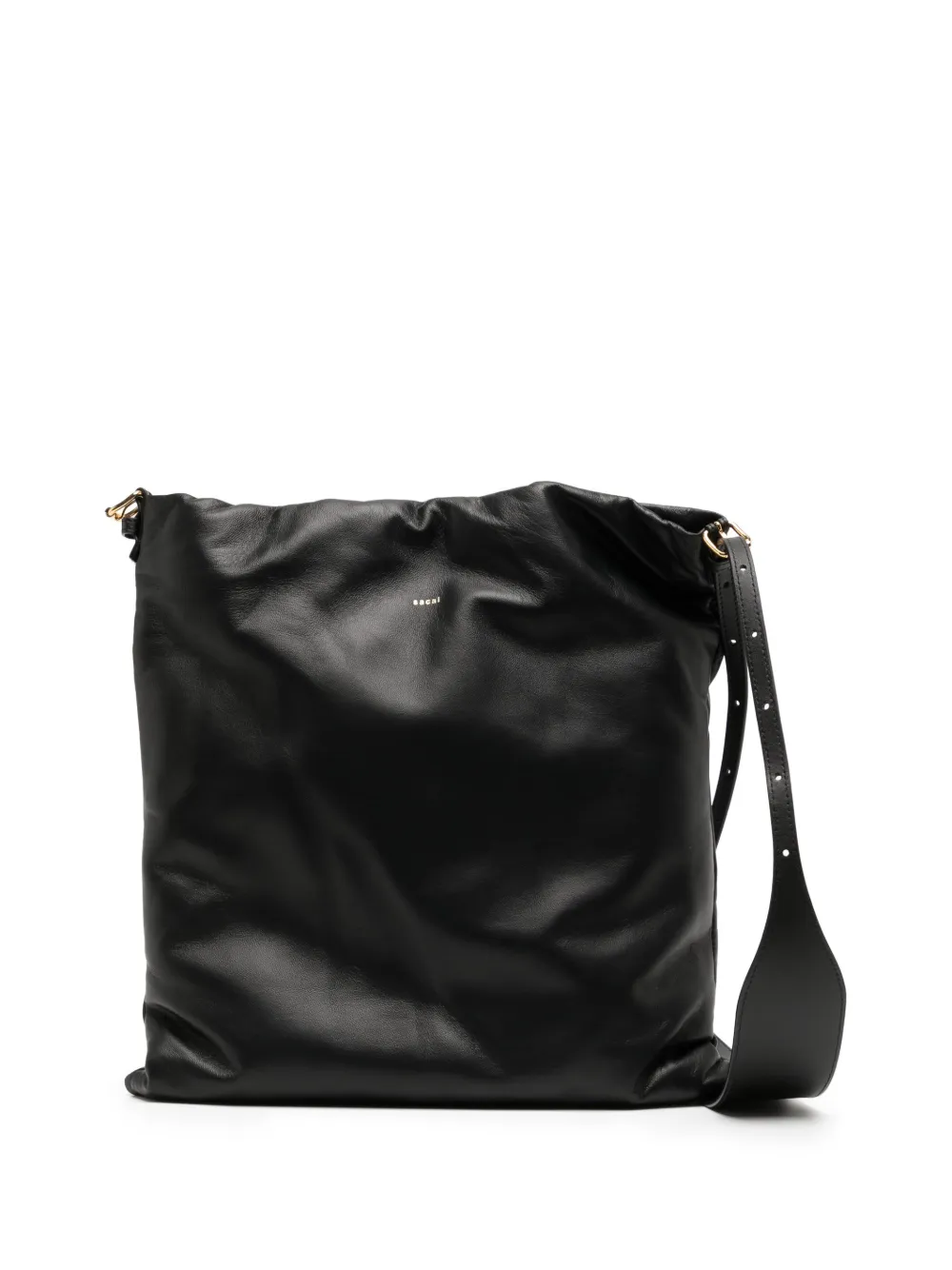 Sacai Logo-print Leather Tote Bag In Black