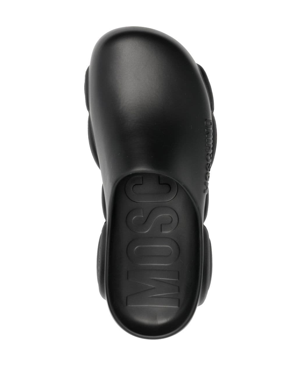 Shop Moschino Debossed-logo Detail Slides In Black